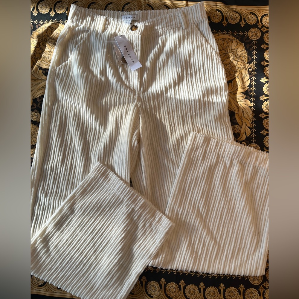 Topshop Off White Wide Leg Corduroy Pants So Soft!